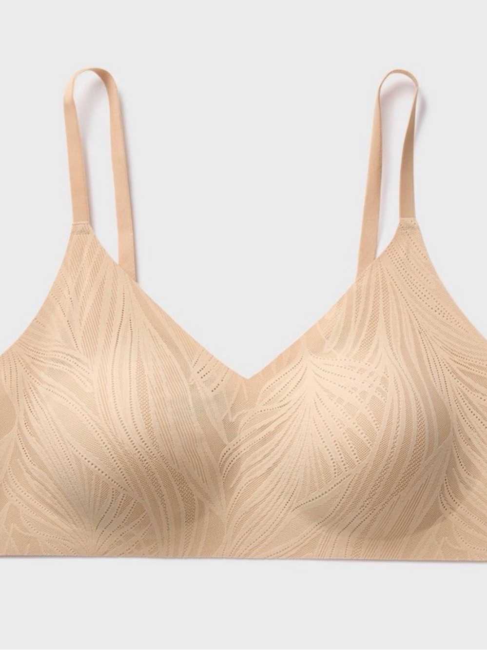 Lace Triangle Adjustable Strap Wirefree
Bra - Beige XL